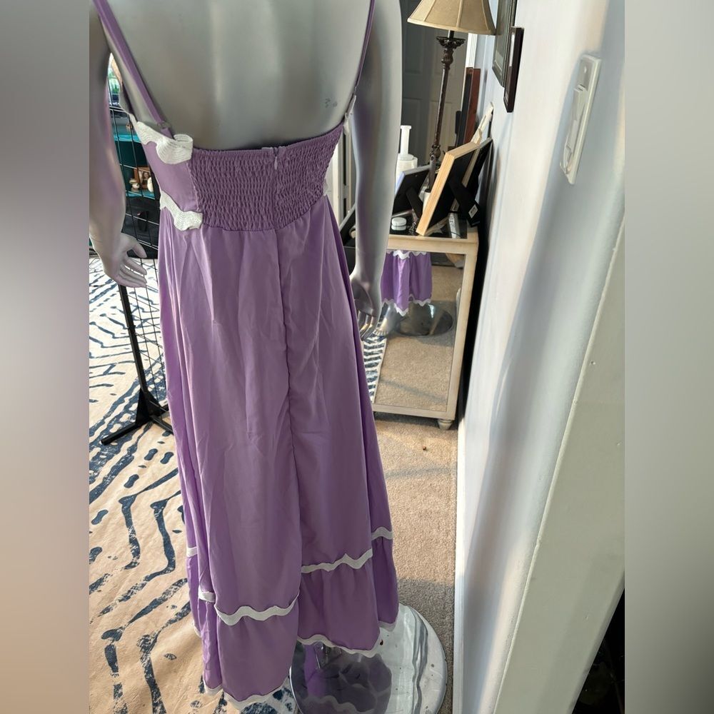 Sleeveless Lavender Maxi Dress With White Accents NWOT - Picture 3 of 13